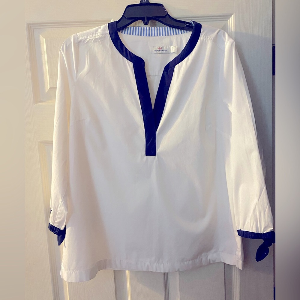 EUC Vineyards Vines Savannah Color Block Popover Top Women’s Size Large